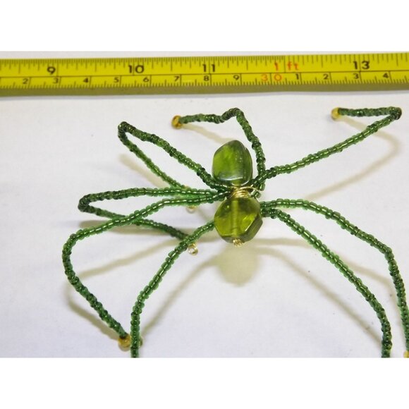 Handmade Beaded Spider Ornaments Set Of 7 Decor Figurines Beads Stones Ooak BagC - Picture 10 of 16